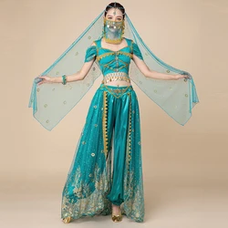 Festival Arabian Princess Costumes Indian Dance Embroidered Bollywood Jasmine Costume Party Cosplay Jasmine Princess Fancy Outfi