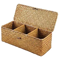 Toilet Paper Basket- 3 Plaid Rattan Toilet Bathroom Storage Organizer Basket- Jewelry Cosmetic Storage Basket 1