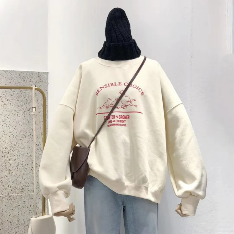 Novo feminino 2020 primavera e outono versão coreana do ins maré solta estudante bf harajuku preguiçoso vento em torno do pescoço pulôver topo
