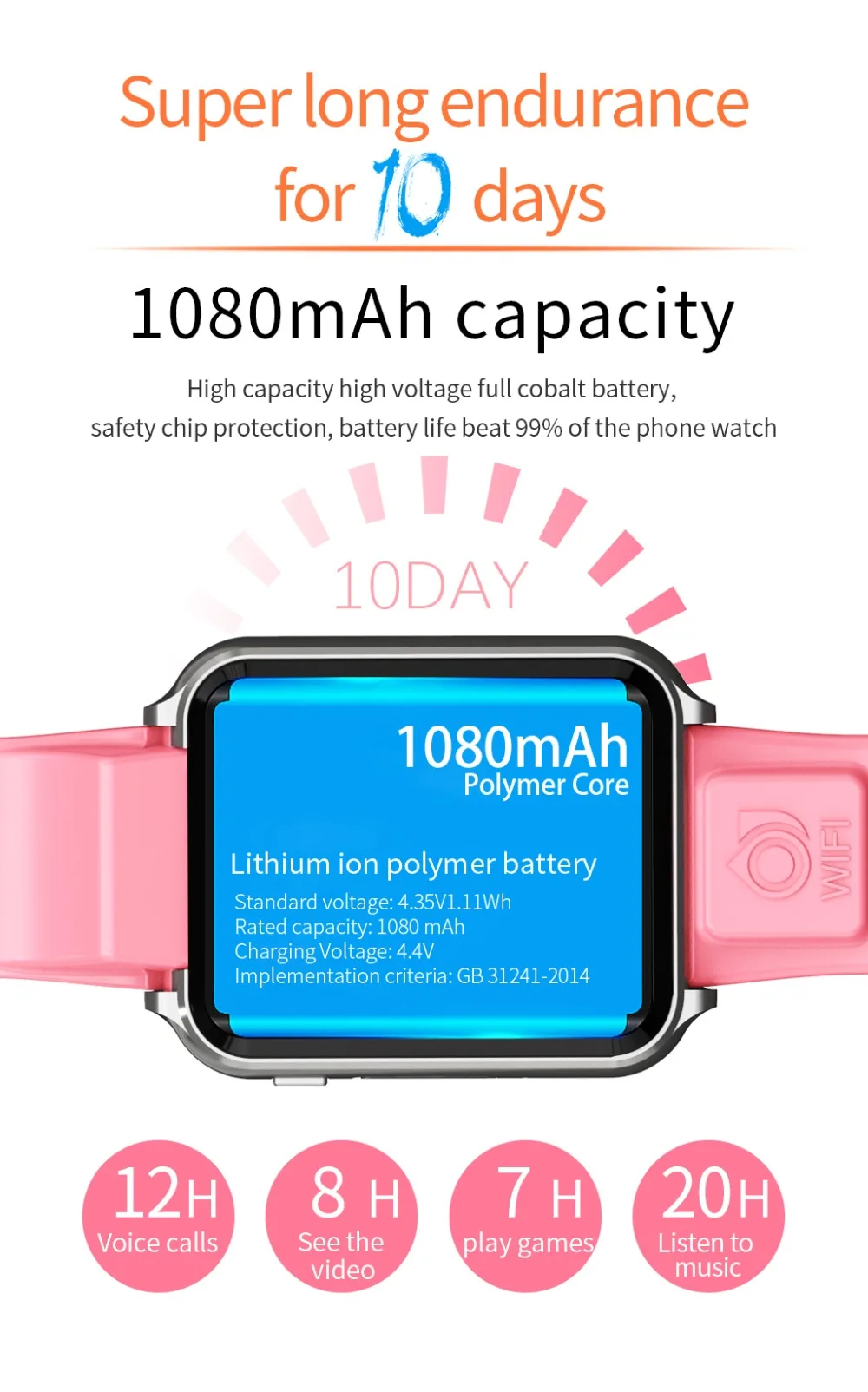 H1 4G Kids Camera Smart Watch GPS WIFI Tracking Video Call SOS Voice Chat Children Watch Care For Student Boy Girl Smartwatch