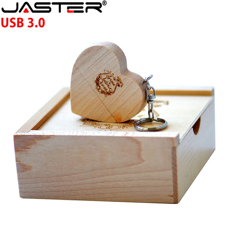 JASTER USB 3 0 флеш накопитель с деревянным сердцем + упаковка Накопителя 8 ГБ 16 32 64