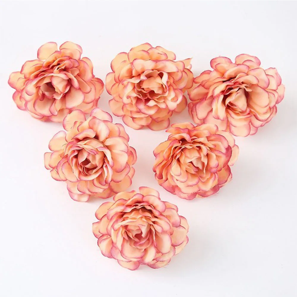 10PCS 5CM Artificial Flower Silk Spring Rose Head For Wedding Party Home Decoration DIY Wreath Gift Box Scrapbook Craft - Цвет: Champagne