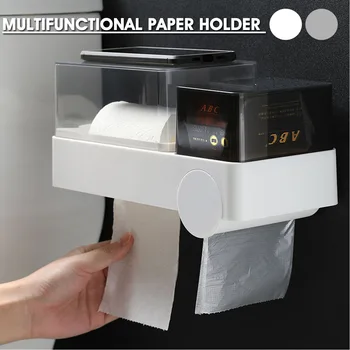 

Waterproof Wall Mount Paper Holder Toilet Roll Paper Shelf Bathroom Roll Paper Storage Box Tissue Box Free Punching Installation