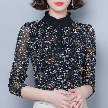 

JUAY KALA womens tops and blouses 2020 Spring Floral Striped Shirt Large Size Long Sleeve Bottoming Shirt Casual Office Blouses