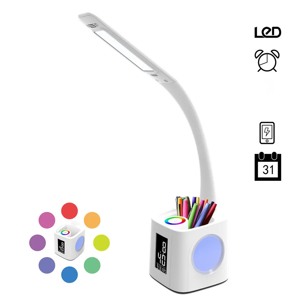  study led desk lamp with usb port&screen&calendar&color night light children Lamp kids dimmable led