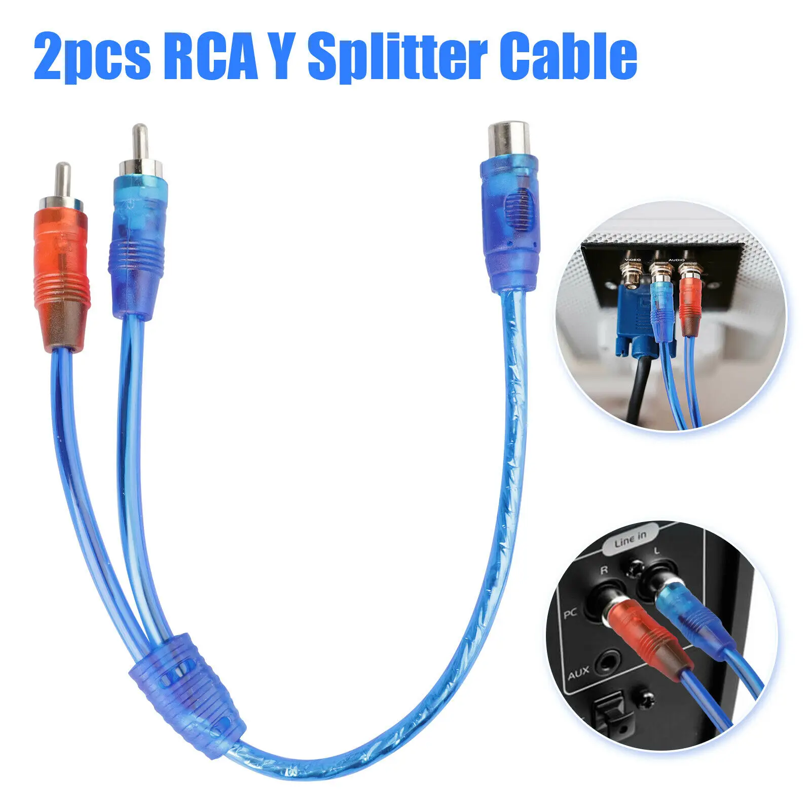 

2 шт. 25 см RCA аудио кабель Y сплиттер переходник со стерео разъемом 1 Женский до 2 RCA штекер
