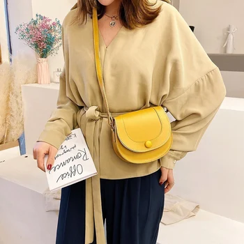 

Fashion Exquisite Shopping Bag Women Small Semicircle Shoulder Bag PU Leather Lady Simple Crossbody Handbags