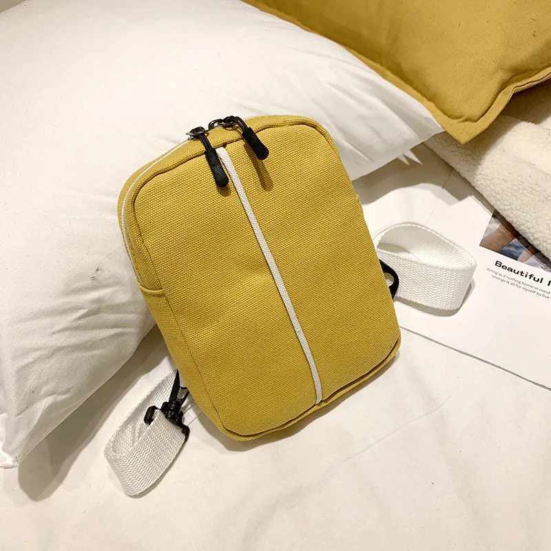 

Ougger Small Women Crossbody Sport Bag Shoulder Bags Summer Yellow Canvas Casual Simple Flap Bag with Zipper for Motion