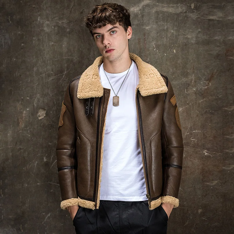 New Mens Sheepskin Shearling Jacket B3 