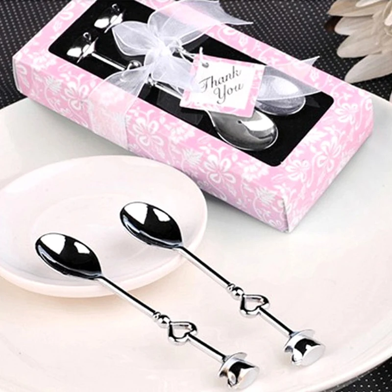 2pcs Creative Love Tea Coffee Drinking Stainless Steel Spoon Teaspoon