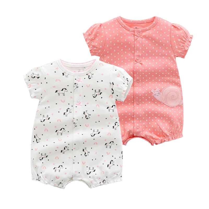 2Pcs/lot  Brand Summer 2021 Baby Girl Clothes Cotton Jumpsuit Baby Clothing Short sleeve  Infant Boys Clothes 0-24M Baby Rompers coloured baby bodysuits