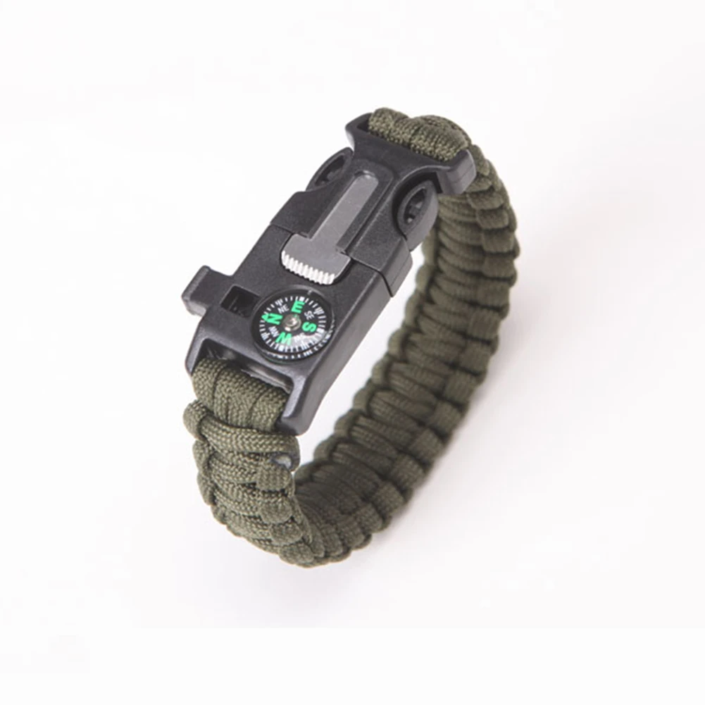 Открытый паракордовый браслет для выживания мужчины авантюрист часы с Паракордом ремень тактический Открытый циркуль скребок, свисток 4 функции - Цвет: Army Green