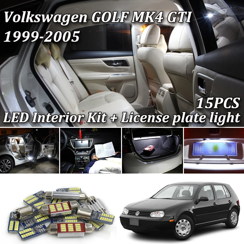 15 шт. Canbus Светодиодная Лампочка для 1999-2005 Volkswagen VW MK4 Golf 4 GTI светодиодный свет интерьера аксессуары Замена Комплект упаковки белый