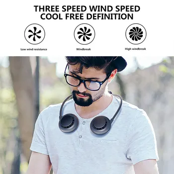 

360 Degree USB Fan Rechargeable Neck band Fans Outdoor Office Sport Hand Free Mini Double Fans Speed Adjustable Cooler Cooling