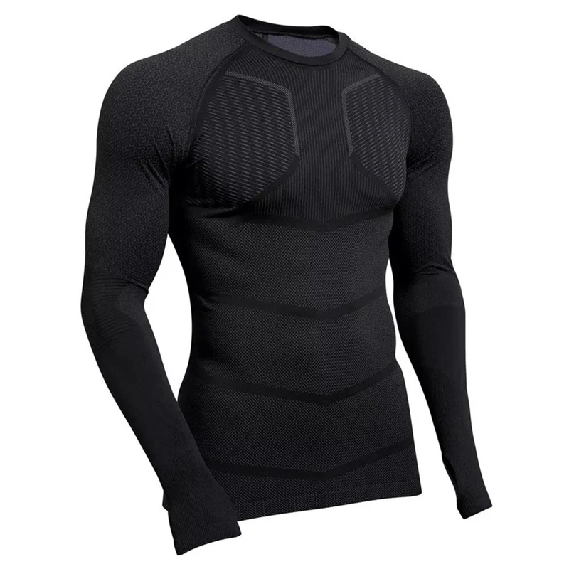Black sport shirt Новинка, мужская рубашка для бега с длинным рукавом Rashgard, компрессионная футболка, Спортивная футболка, Мужская быстросохнущая футболка для фитнеса, топы для тренировок, футболка для спортзала - Цвет: Black sport shirt