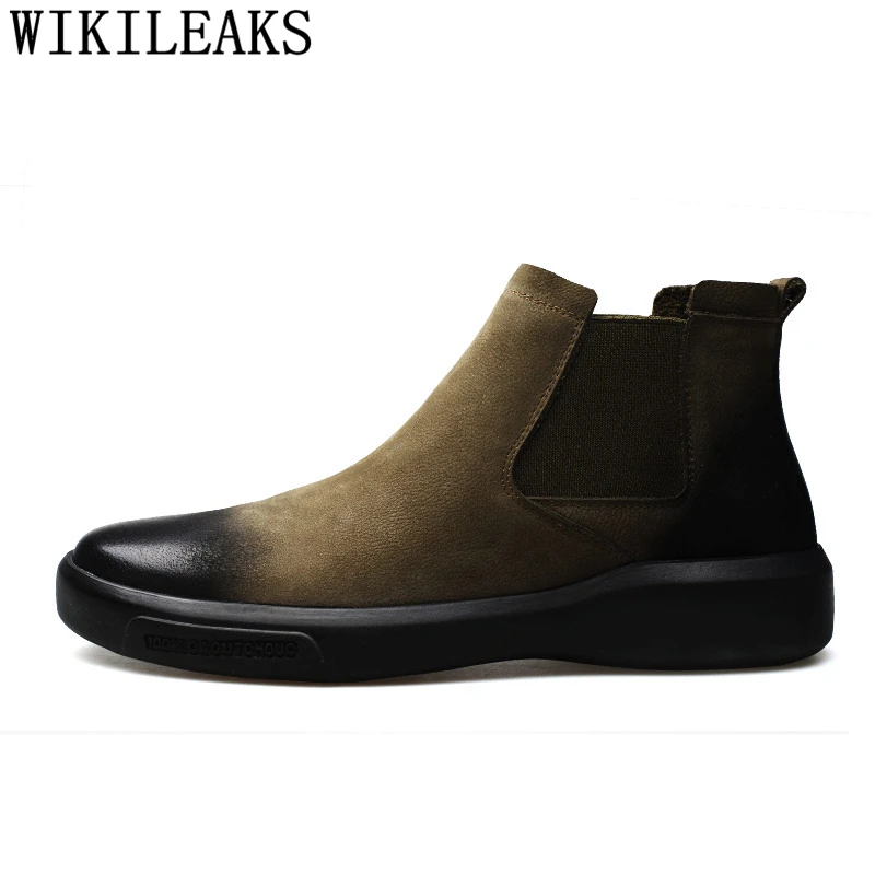 Ботинки Челси мужские Ботильоны мужские кожаные ботинки мужские zapatos de Мужская обувь homme bota masculina buty meskie zapatos hombre - Цвет: 1