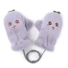 1 пара милых плюшевых детских перчаток из смешанного хлопка, вязаные теплые и утолщенные перчатки, плотное вязание и тщательное плетение