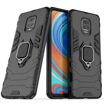 

50pcs/lot For Xiaomi Redmi Note 9 Pro Max Rugged Finger Ring Shockproof Hard Shell Military Case For Redmi Note 9S
