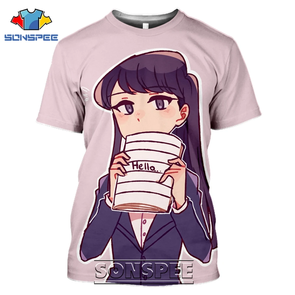 SONSPEE T-Shirts Komi 3D Print Men Women Short Sleeve Casual Hip Hop Streetwear Funny Girl Anime Komi-San Tees Tops Shirt (14)