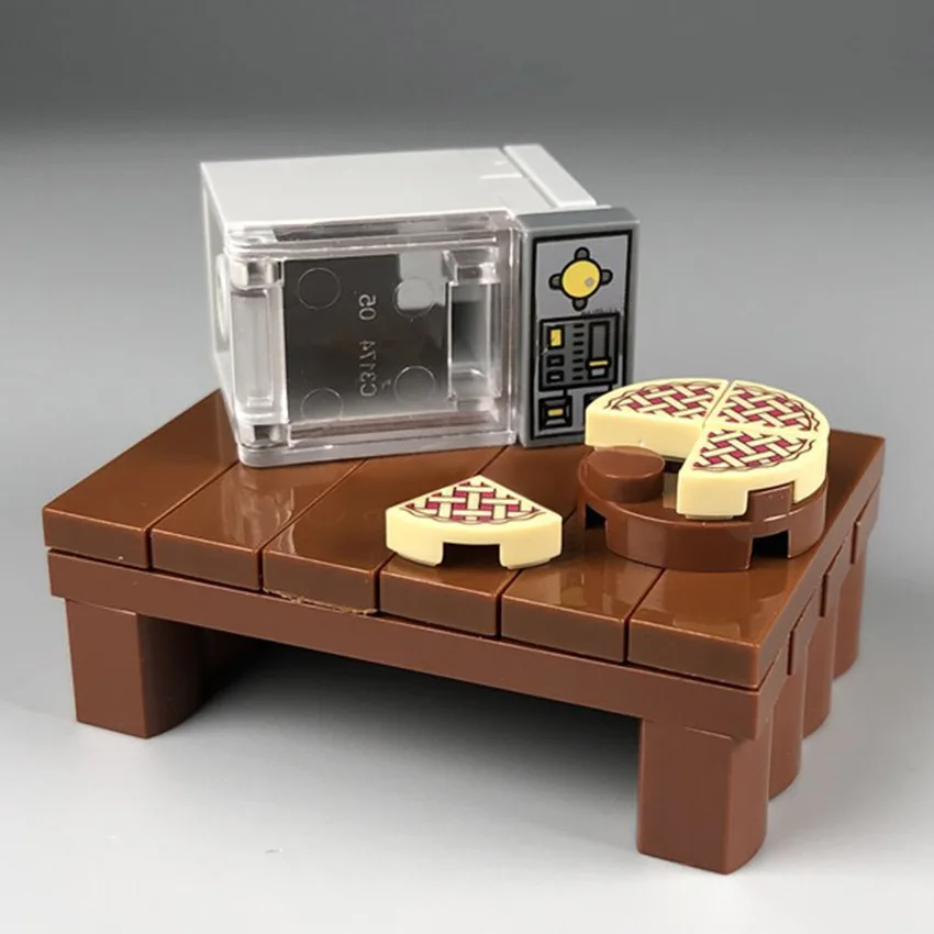 Legoinglys Scene Toy Block Microwave Table Turkey Pizza Building Blocks Party Halloween MOC Accessories Bricks DIY Kits Toys  (7)