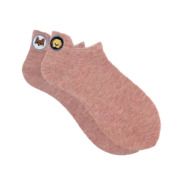 Anewmorn Cute Cat Cotton Boat Socks Woman's Embroidery Heel Ears Cartoon Socks Ins Fashion Kawaii Animal Girl Sokken B05pink