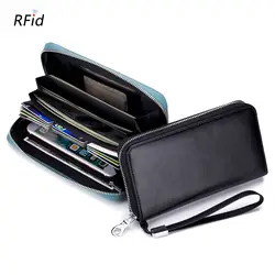 Новый минималистичный RFID блокирующий держатель для кредитных карт из натуральной кожи длинный деловой кошелек органайзер для путешествий