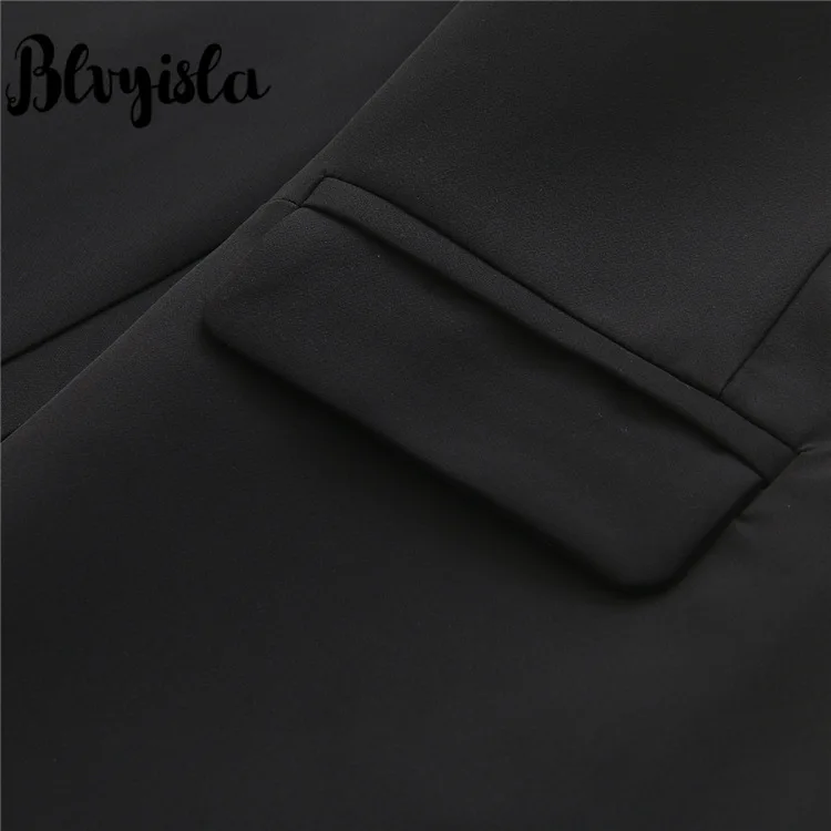 4XL Плюс Размер двубортные блейзеры костюм Blvyisla Женская Черная Куртка Офисная Женская официальная одежда