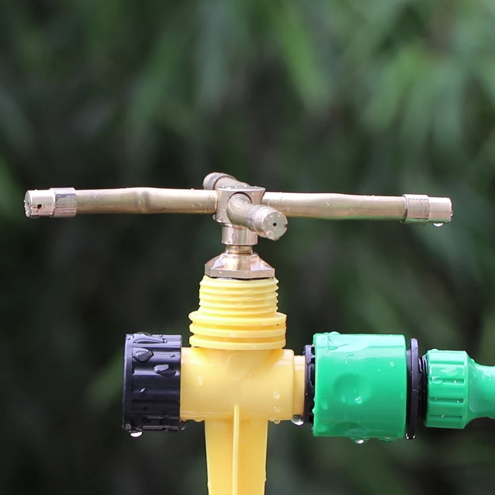 Garden sprinkler 4 arm automatic rotary whirling sprinkler garden lawn irrigation watering nozzle spray rotating brass sprayer