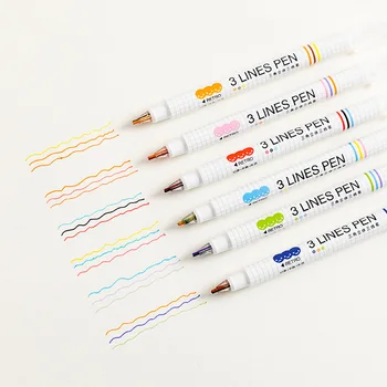 

3 Lines Pen Set Color 0.5mm Tip Liner Marker Pens for Highlighting Outline Drawing book marker Stationery School F6777