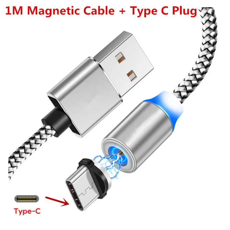 For Type C Silver Магнитный кабель USB QC 3,0 зарядное устройство для быстрой зарядки для Meizu 1 6s 16xs note 9 mx7 mx6 c9 pro 6 6s m3e 7 15 16 плюс M3 M5 M6 Примечание m6c - Цвет: For Type C Silver