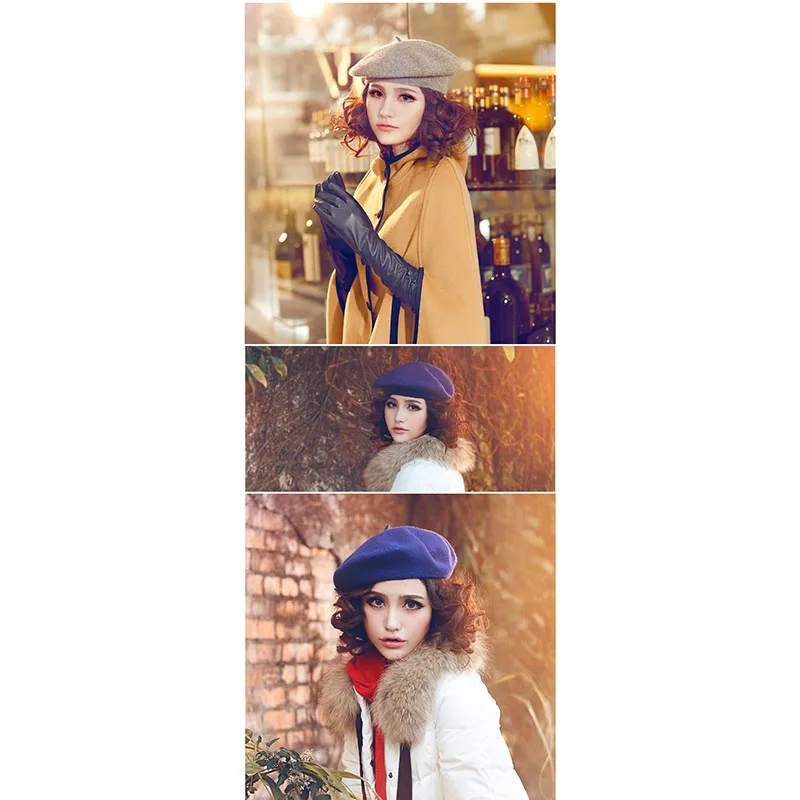 Fashion Autumn Winter Wool Beret Women Ladies Warm Winter Hats Women Solid Color Painter Hat French Bonnet Beanie Ski Cap