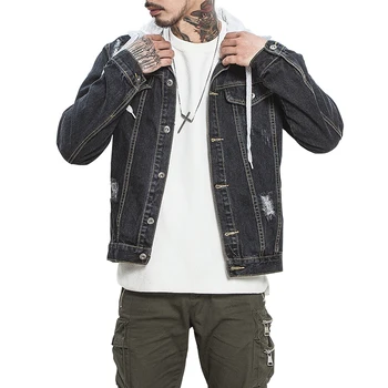 

Jacket Black Denim Mens Jackets Coat Mens Jeans Hip Pop Streetwear Chaquetas Hombre Casaco Bomber Jacket Men Jaqueta Masculina
