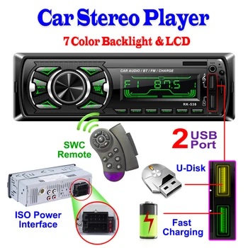 

Car Radio Bluetooth MP3 FM DC 12V Fixed panel TF card Machine Reader AUX SWC Dual USB Charger Auto Audio player Remote M2