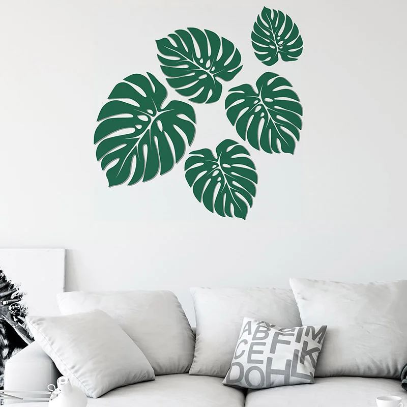 Removable Green Leaf Vinyl Wall Stickers for Bedroom Living room Wall
