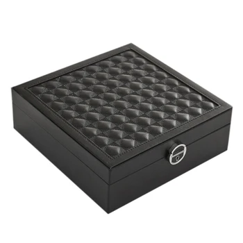 

Pu Leather Wooden Jewelry Storage Box Organizer Watch Earring Necklace Bracelet Nail Display Case Women Gift