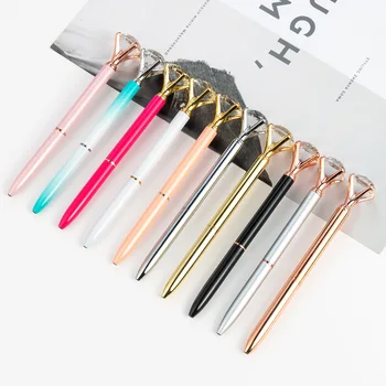 

21Color Big Diamond Crystal Pen Gem Ballpoint Pens Ring Wedding Metal BallPen Kawaii Magical Pen Fashion School Office Supplies