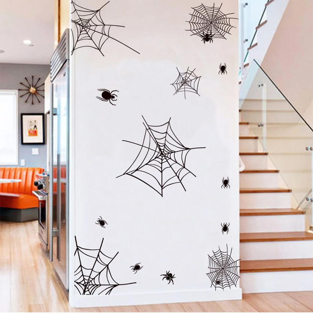 1 Set Of Sticker 4PCS PVC Removable Stickers Halloween Bat Spider Wall Decal Theme Party Home Decor In Stock | Дом и сад