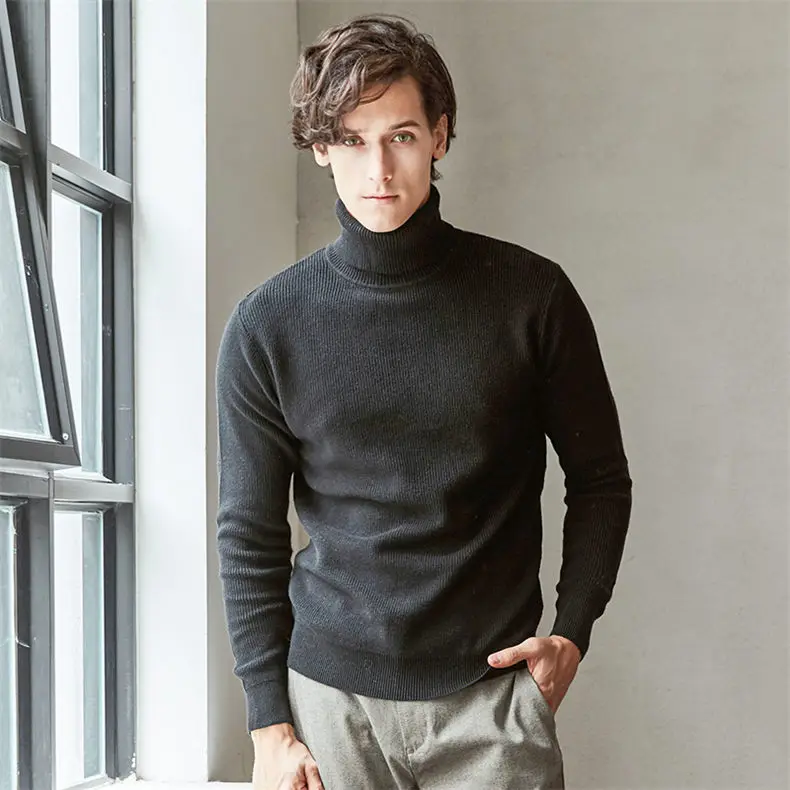 MuLS Sweater Men Pullovers High-Neck Cotton Turtleneck Sweater Jumpers Christmas Red Autumn Winter Thick Warm Male Knitwears DropShip 8