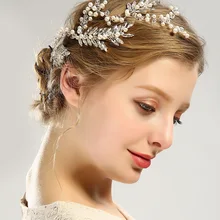 Свадебный головной убор в европейском и американском стиле с жемчугом, искусственным бриллиантом, головной убор для волос, свадебные украшения, официальное платье