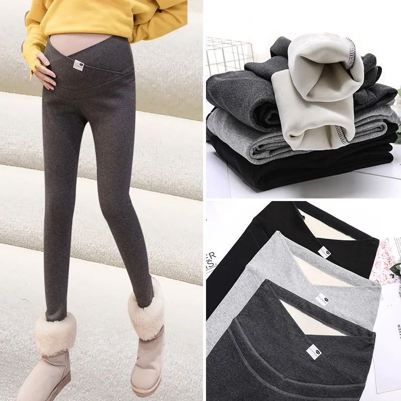 

2019 Leggings for Pregnant Woman Low-Rise Spring And Autumn Autumn And Winter plus Velvet Fashion Mom Capri Winter Outer Wear Tr