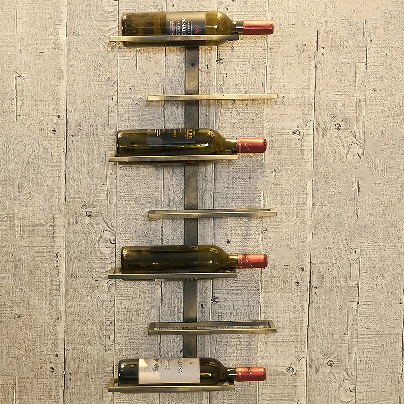 Nordic Ins Iron Wall Hanging Wine Rack Wine Cabinet Racks Simple Commercial Bar Wine Wall Decoration Wine Bottle Holder - Цвет: Темно-серый