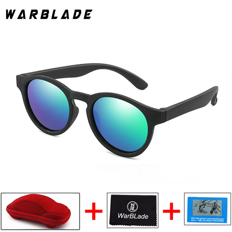 black green Nodare детская UV400 солнцезащитных очков детей круглые поляризованные TR90 солнцезащитные очки с автомобиля чехол для девочек и мальчиков Детские красочные силиконовые Gafas - Цвет линз: black green