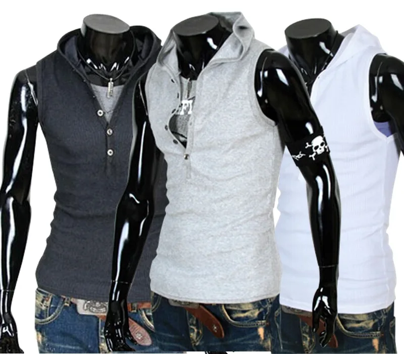 AliExpress New Style Hot Sales Fashion Hooded Slim Fit Versatile Sleeveless Solid Color MEN'S Waistcoat Vest