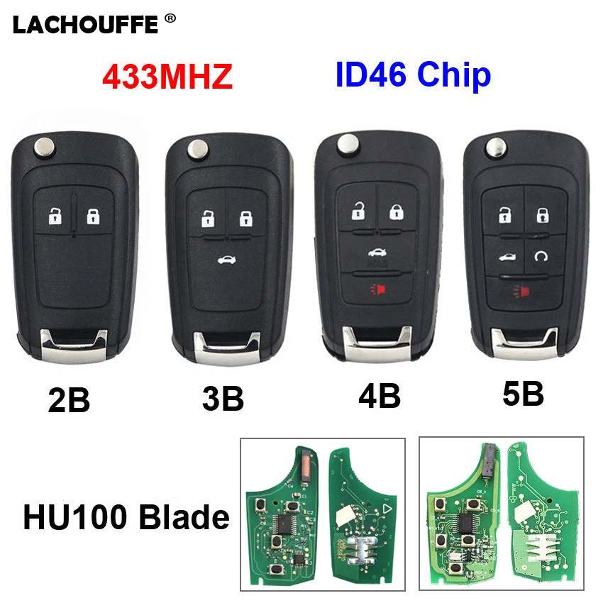 

2/3/4/5 Button Folding Flip Remote Key Car Remote Key Chip For Chevrolet 433MHz ID46 Aveo Cruze Orlando Malibu HU100 Uncut Blade