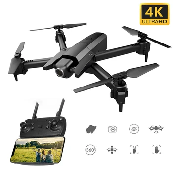 

High Recommend GW106 4K HD Dual Camera RC Quadcopter Gesture Photo Video Optical Flow Altitude Hold Foldable Drone - Black