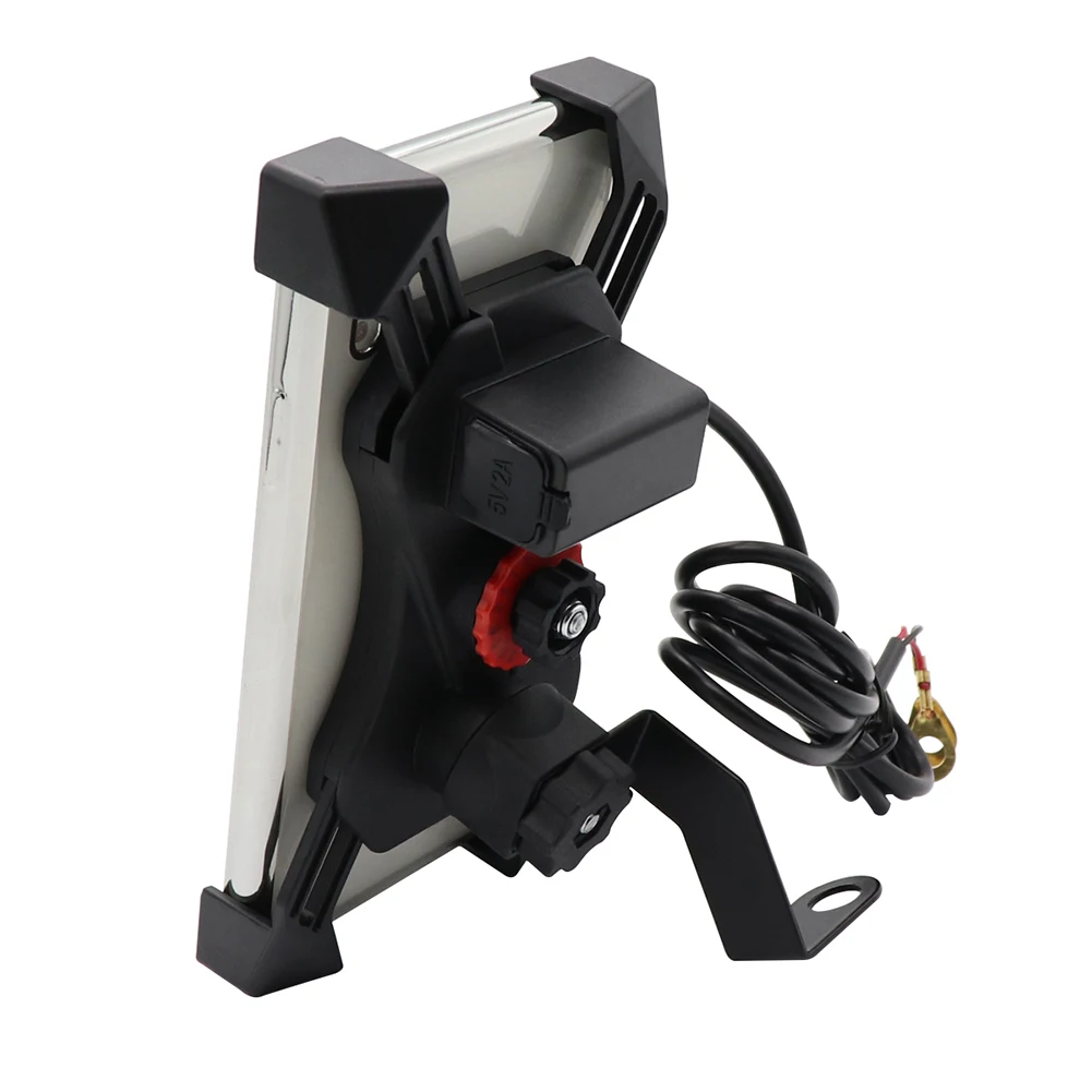 Universal Motorcycle Handlebar Four-cornered claw Stable Anti-shake Mount USB Charging Mobile Phone GPS Holder Bracket Stand