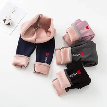 Новинка; зимние детские леггинсы; плотные леггинсы для девочек в Корейском стиле с вышивкой