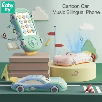 Eletric Cartoon Car Phone Toys for Baby 0 12 Months Juguetes with Projector Light Electronic Telephone Kids Educational Toy Gift 1
