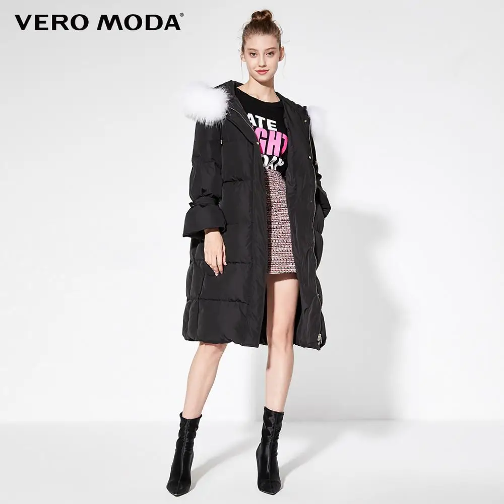 Vero Moda женский длинный с капюшоном большой белый пуховик парка пальто | 319412514 - Цвет: S59 Black