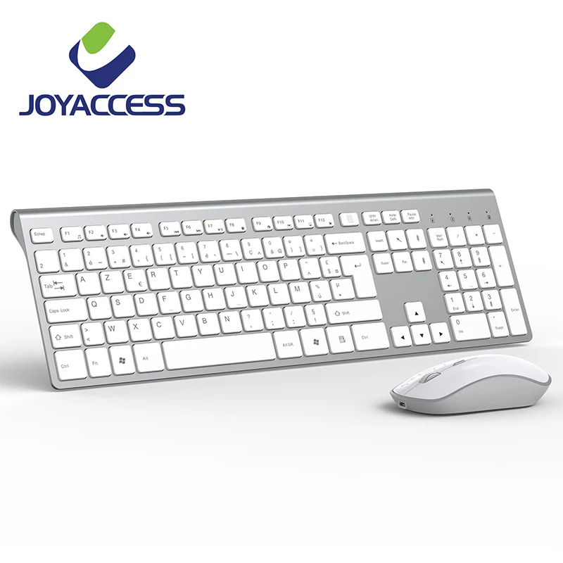 

JOYACCESS 106 Keycaps 2.4GHz Wireless Keyboard and Mouse French/German/English/Italian/Spanish Rechargeable Keyboard Mouse Combo